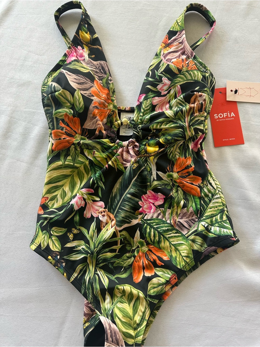 Women’s NWT Tropical Floral One-Piece Swimsuit - Halter one piece Sofia S